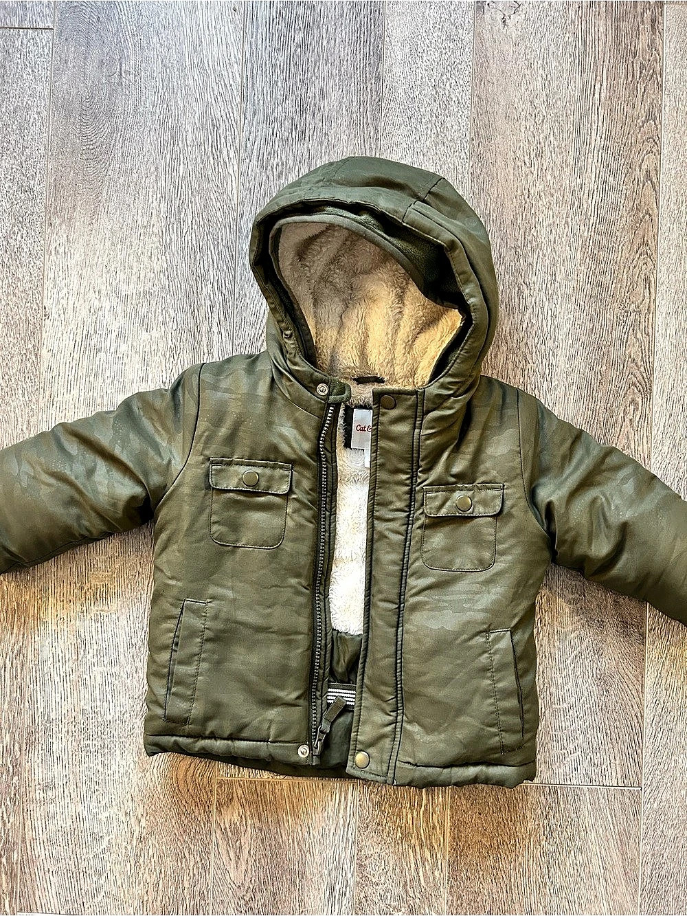 Cat & Jack Toddler Boys Camo Puffer Jacket Green 2T